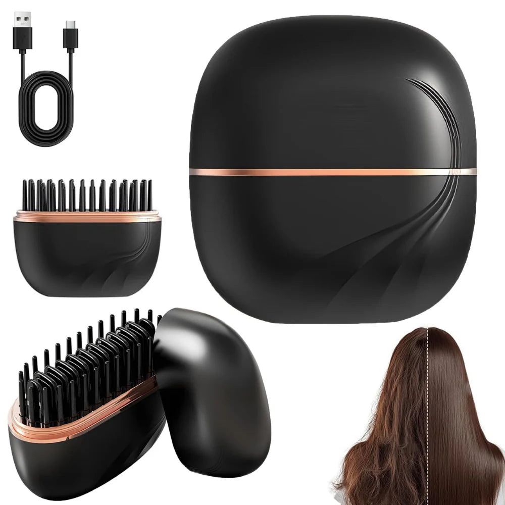 Mini Wireless Hair Straightener Comb – Rechargeable Hair Styling Brush