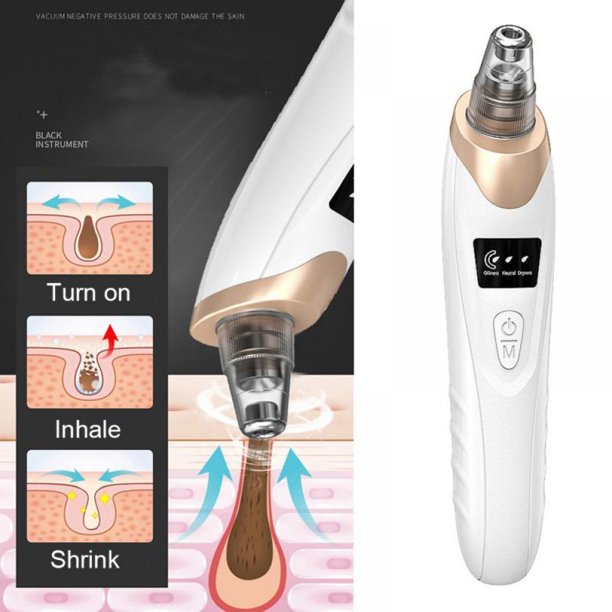 Electric Blackhead Remover Vacuum USB Rechargeable Pore Cleaner with 5 Suction Heads