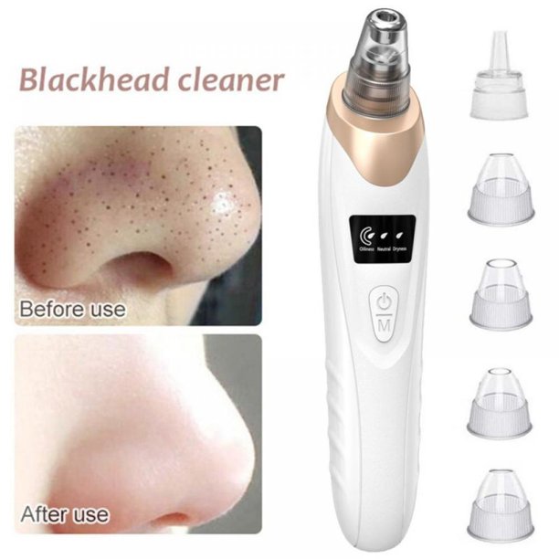 Electric Blackhead Remover Vacuum USB Rechargeable Pore Cleaner with 5 Suction Heads
