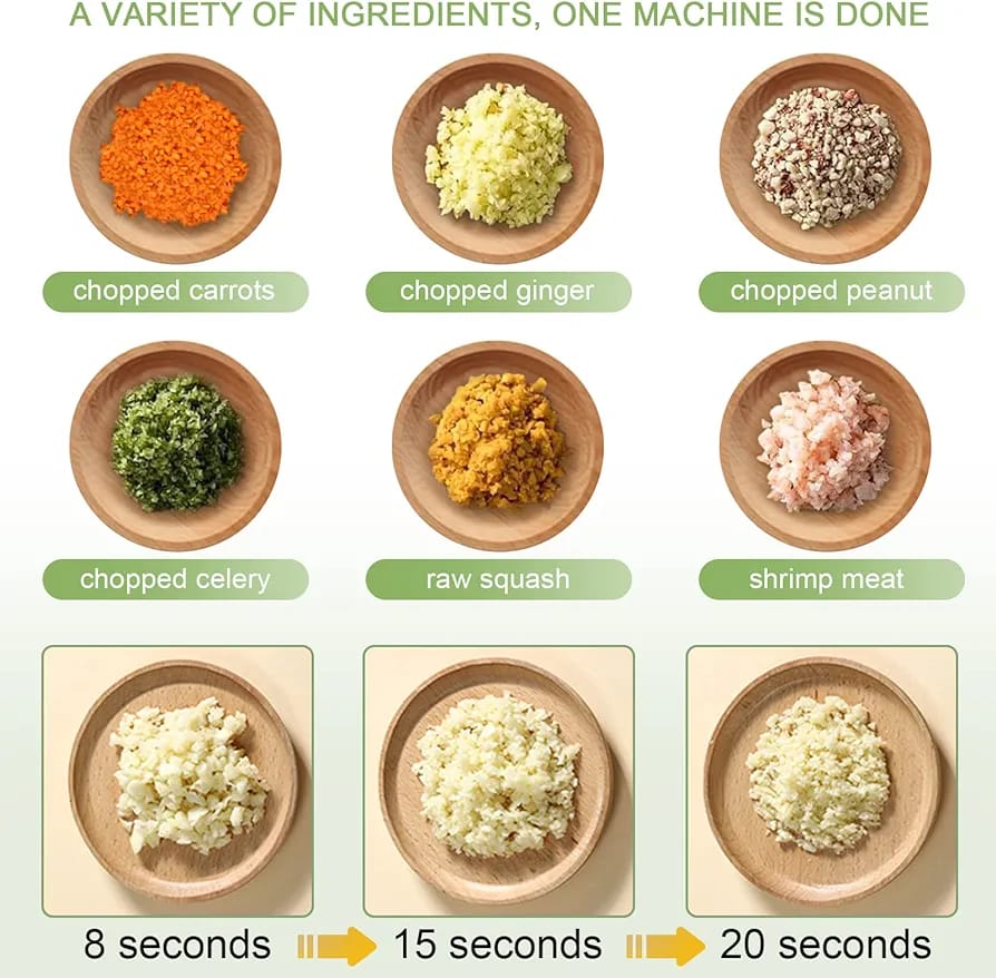 4-in-1 Wireless Electric Vegetable Cutter | USB Rechargeable Mini Food Processor & Garlic Chopper