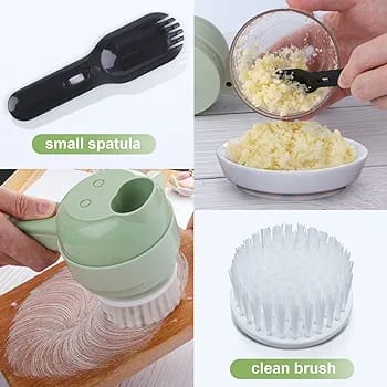 4-in-1 Wireless Electric Vegetable Cutter | USB Rechargeable Mini Food Processor & Garlic Chopper