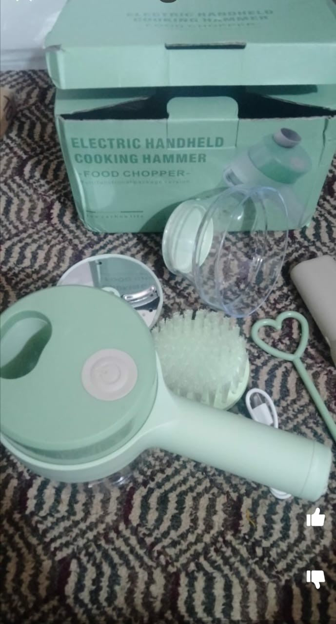 4-in-1 Wireless Electric Vegetable Cutter | USB Rechargeable Mini Food Processor & Garlic Chopper