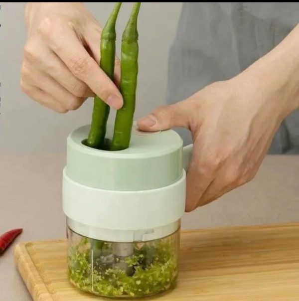 4-in-1 Wireless Electric Vegetable Cutter | USB Rechargeable Mini Food Processor & Garlic Chopper