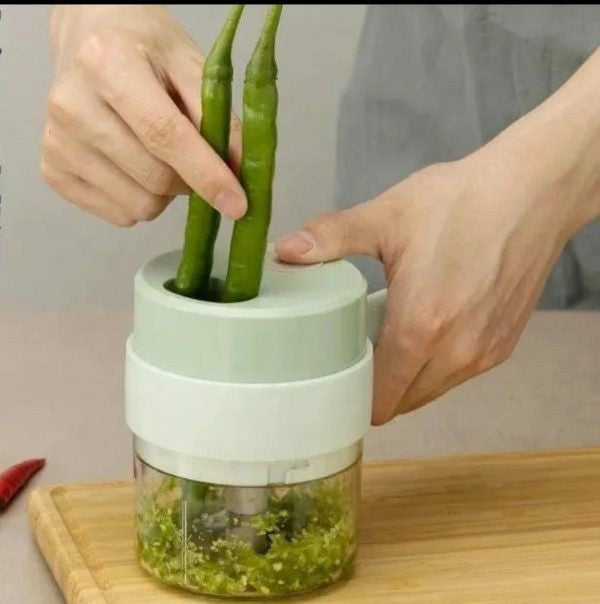 4-in-1 Wireless Electric Vegetable Cutter | USB Rechargeable Mini Food Processor & Garlic Chopper