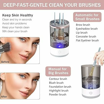 3-in-1 Electric Makeup Brush Cleaner | Automatic Brush Cleaner, Dryer & Storage Stand