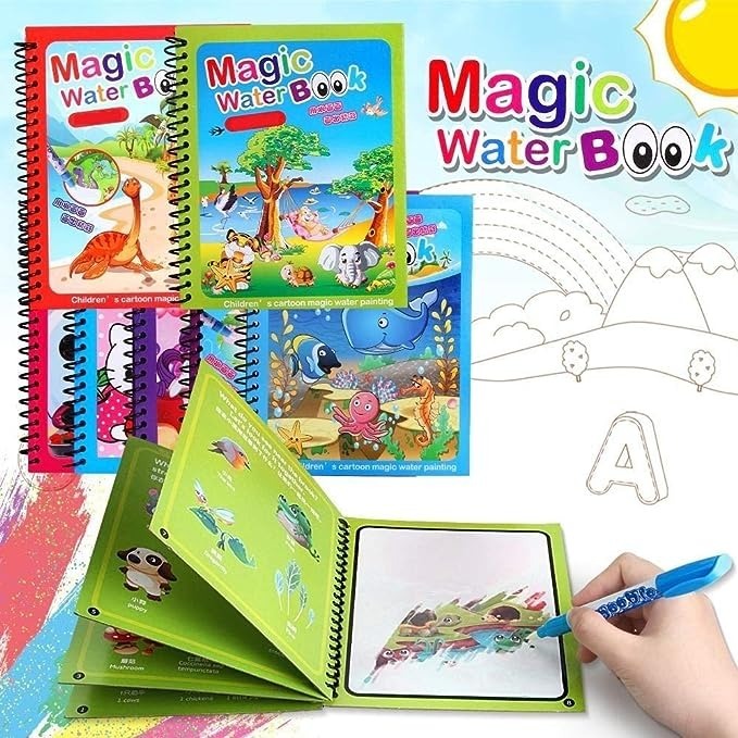 Magic Water Coloring Book for Kids | Reusable Water Painting Book with Magic Pen