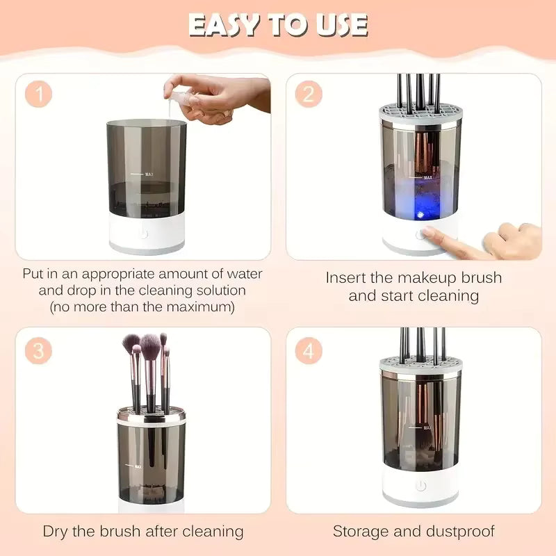 3-in-1 Electric Makeup Brush Cleaner | Automatic Brush Cleaner, Dryer & Storage Stand