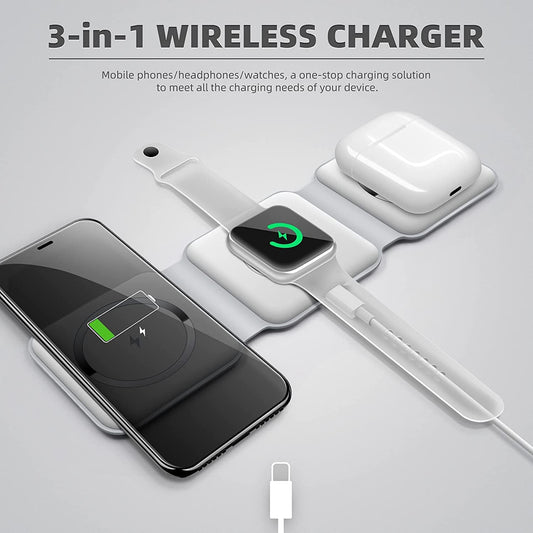 3-in-1 Magnetic Foldable Wireless Charger – Ultimate Charging Station.