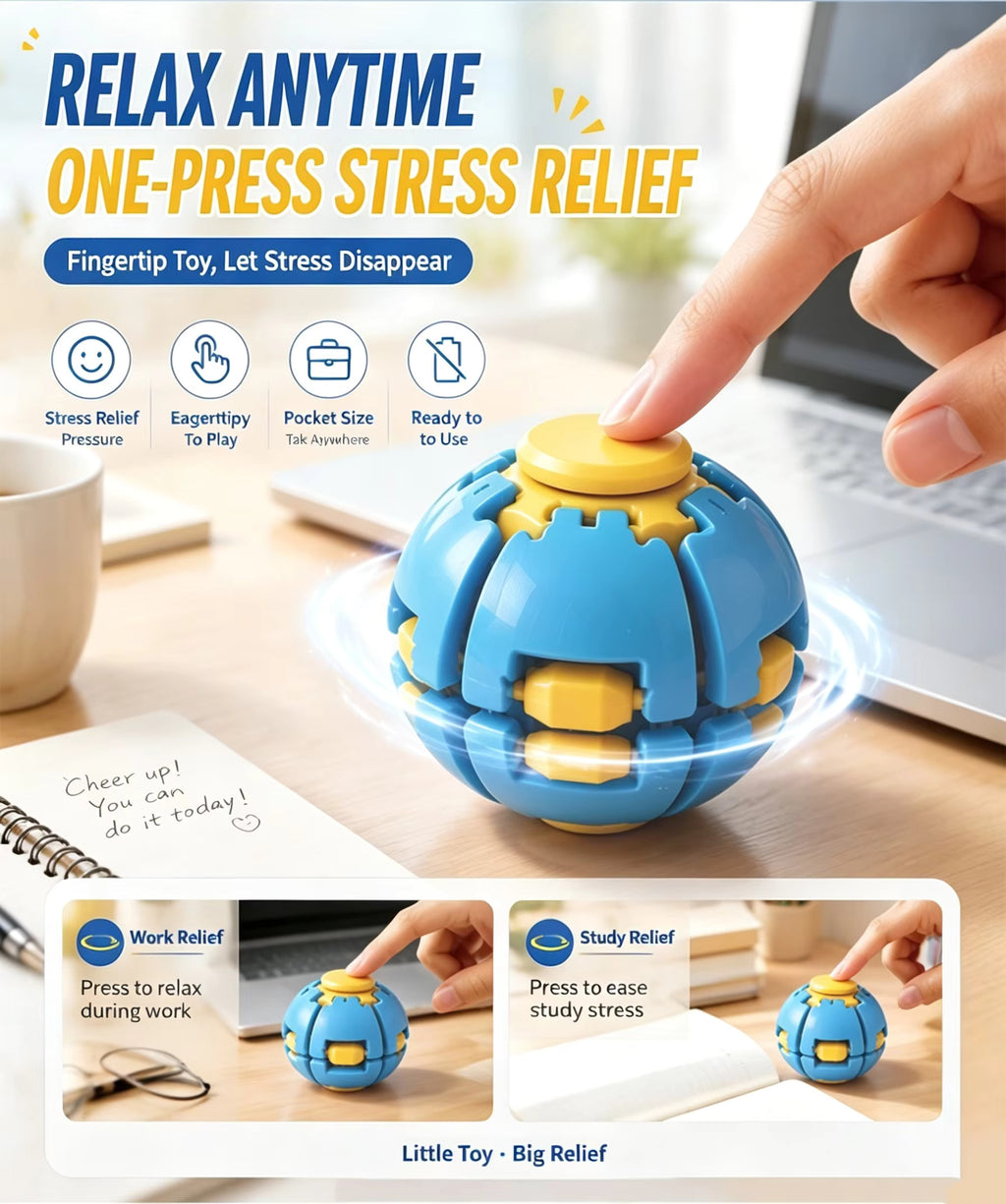 3D Printed Fidget Spinner Ball | Stress Relief Desk Toy