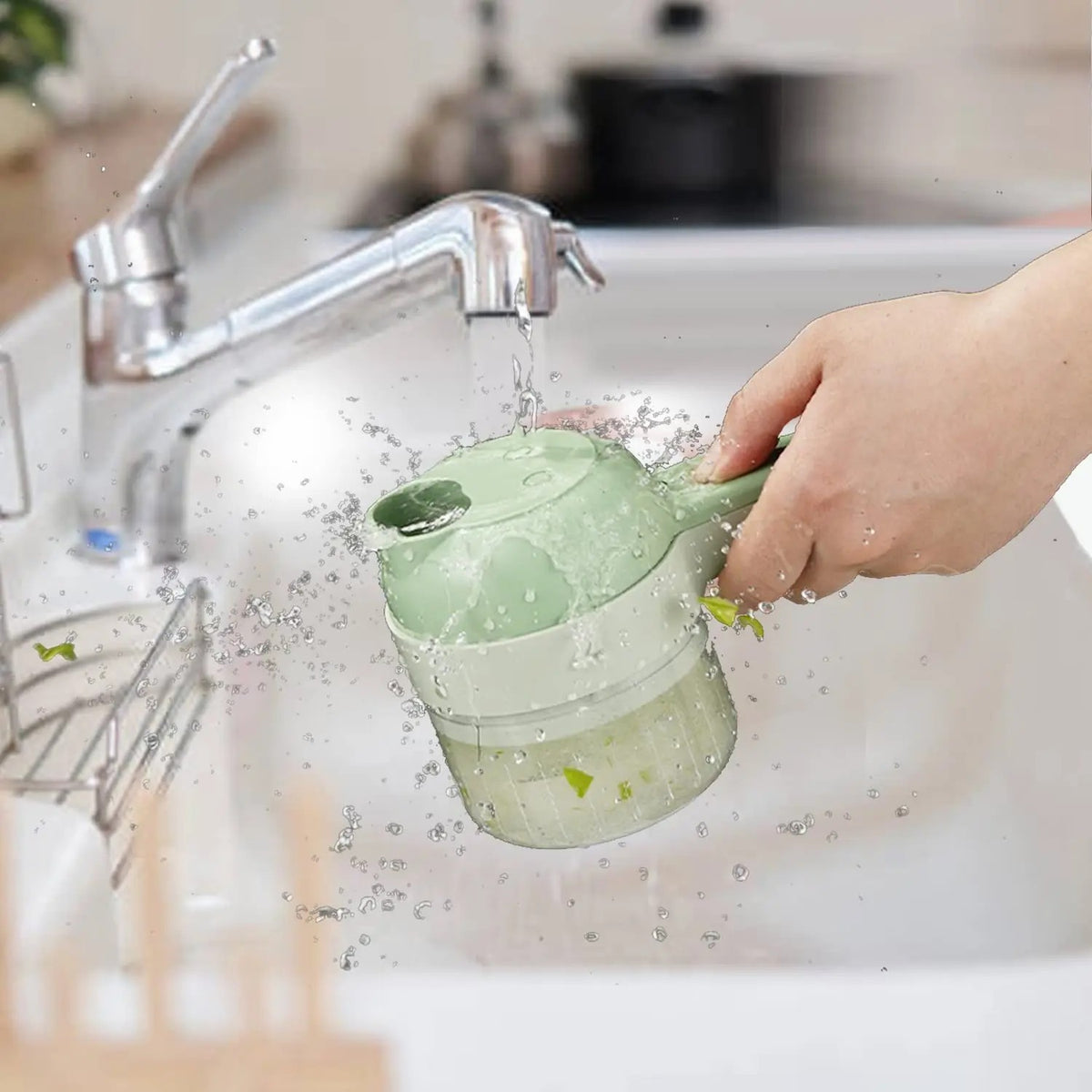 4-in-1 Wireless Electric Vegetable Cutter | USB Rechargeable Mini Food Processor & Garlic Chopper
