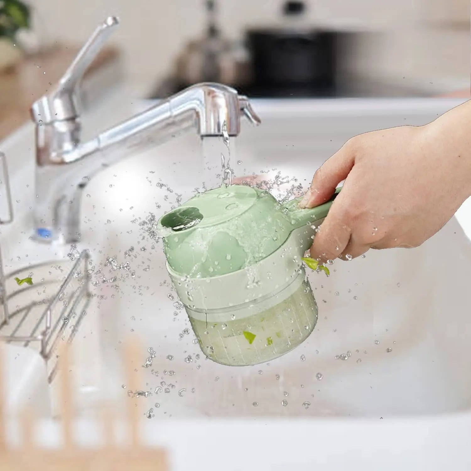 4-in-1 Wireless Electric Vegetable Cutter | USB Rechargeable Mini Food Processor & Garlic Chopper